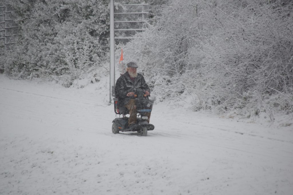 mobility scooter in winter