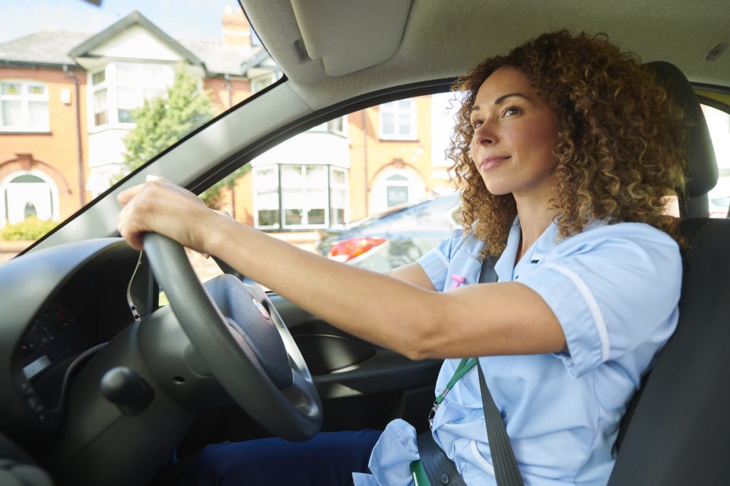 carer in a car